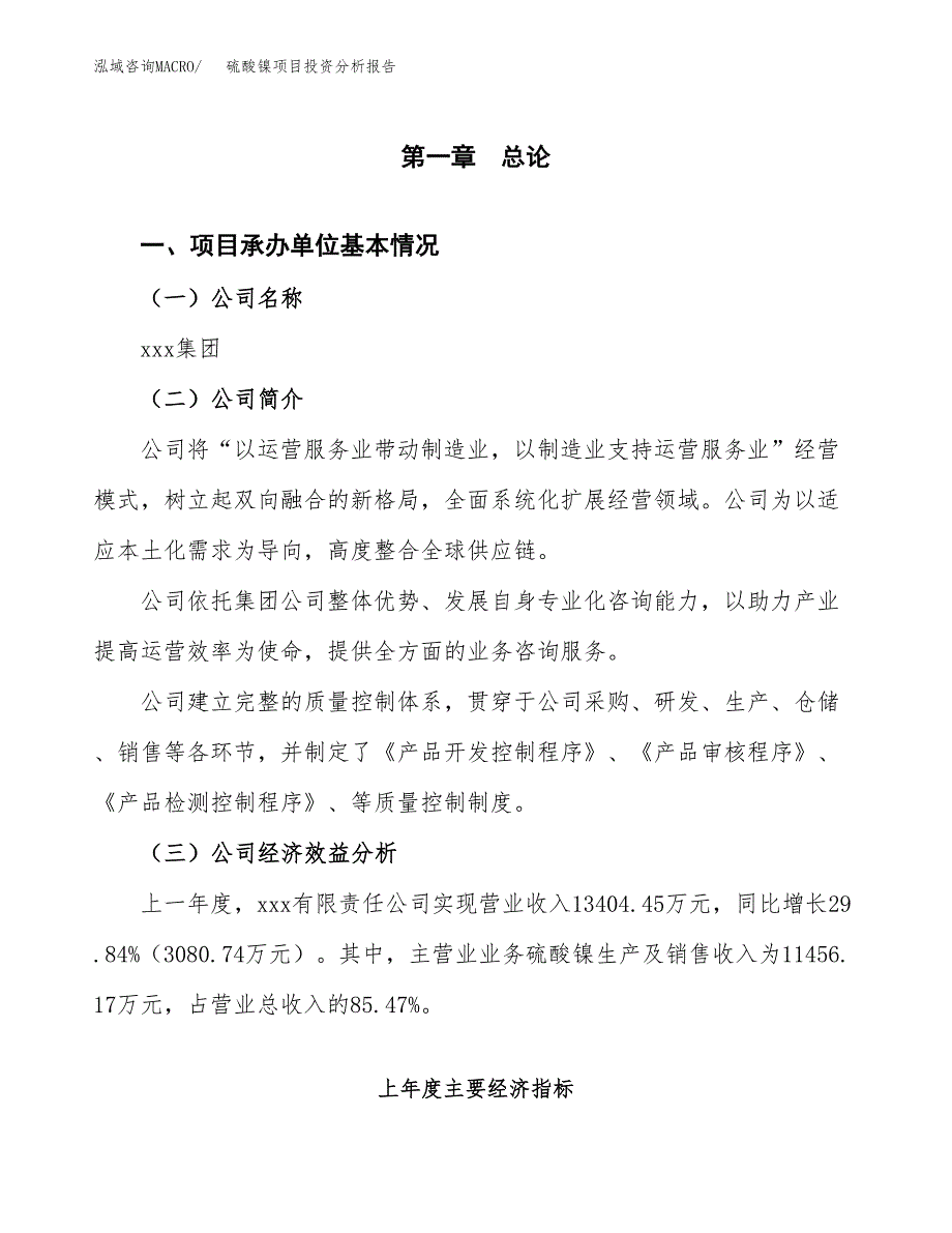 （模板）硫酸镍项目投资分析报告_第4页