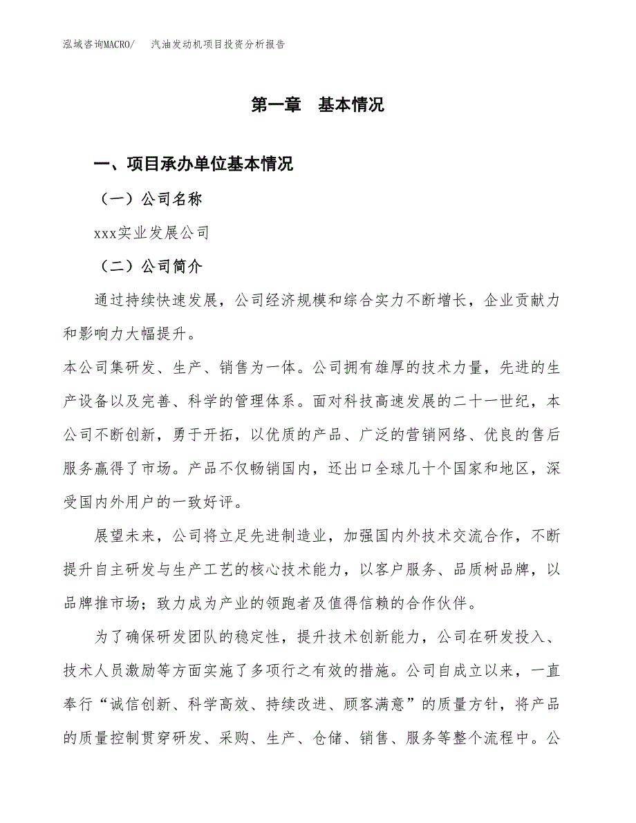 （模板）汽油发动机项目投资分析报告_第4页