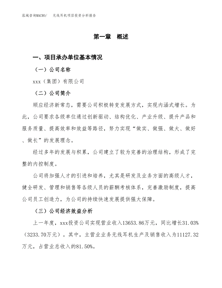 （模板）无线耳机项目投资分析报告_第4页