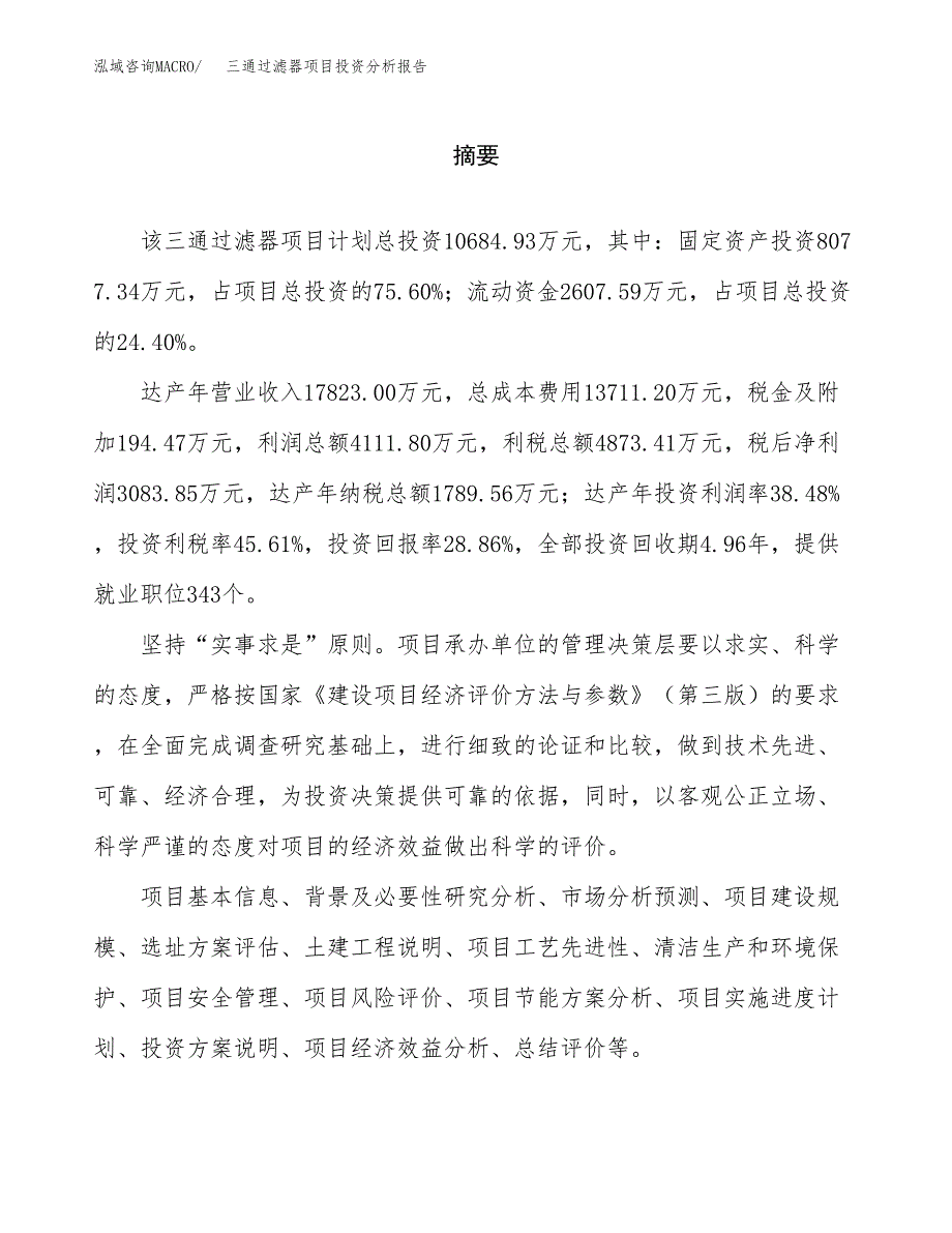 （模板）三通过滤器项目投资分析报告_第2页