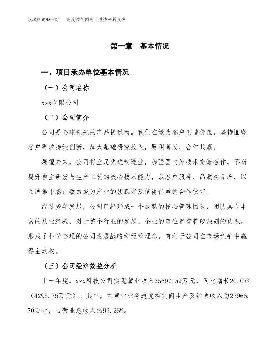 （模板）速度控制阀项目投资分析报告_第4页