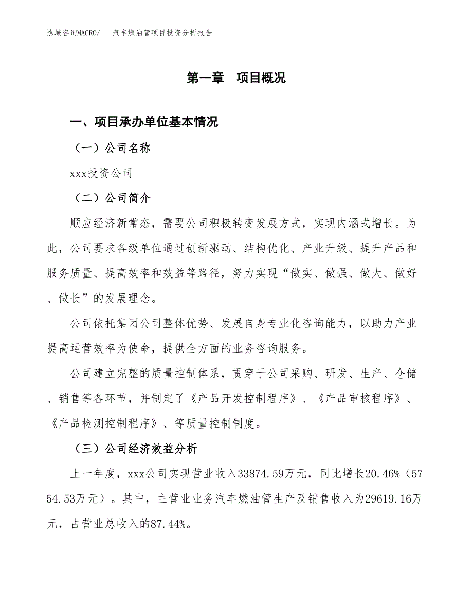 （模板）汽车燃油管项目投资分析报告_第4页