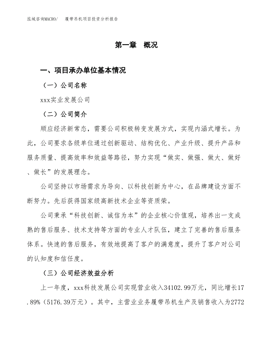 （模板）履带吊机项目投资分析报告_第4页