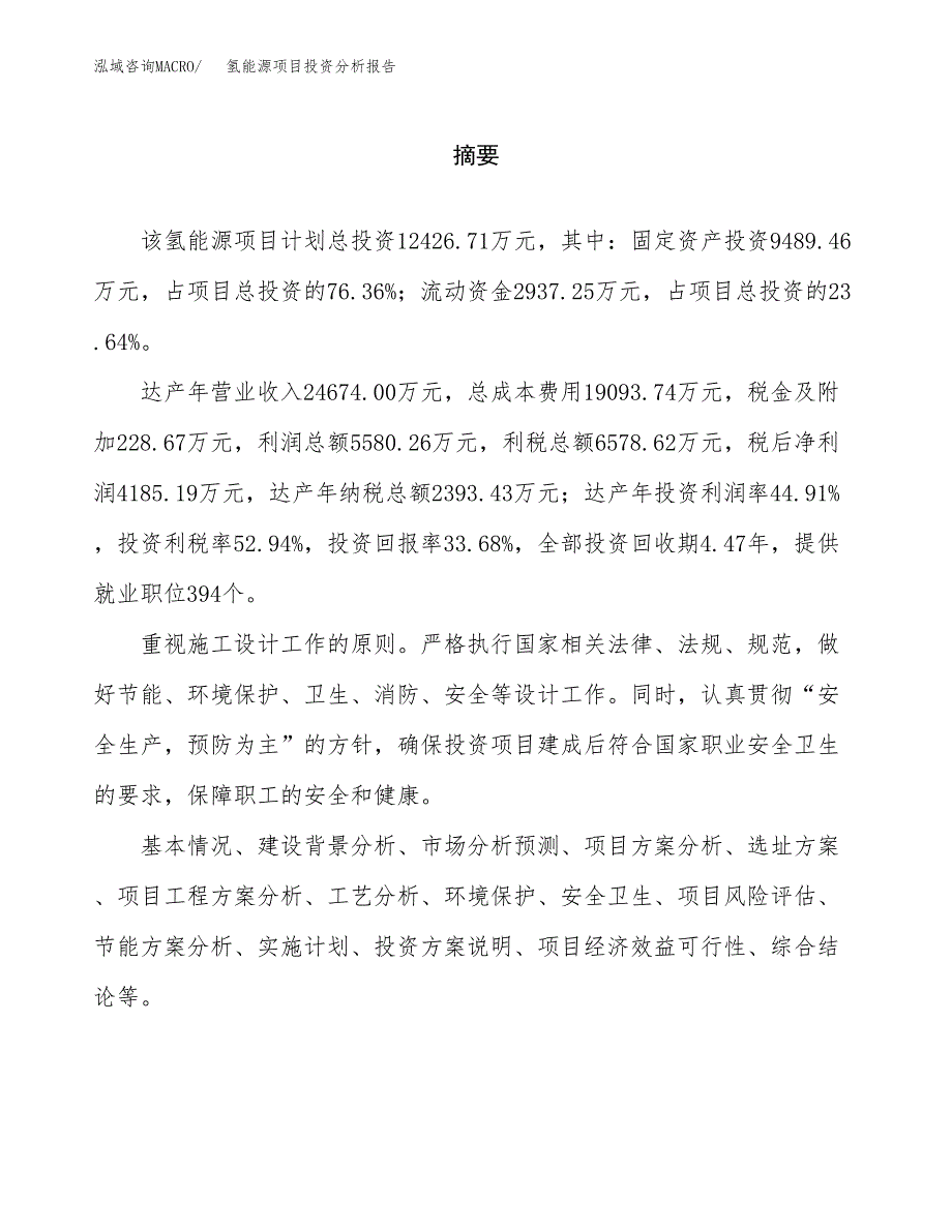 （模板）氢能源项目投资分析报告 (1)_第2页