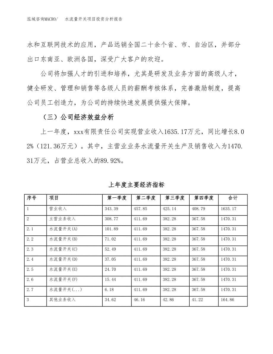 （模板）水流量开关项目投资分析报告_第5页