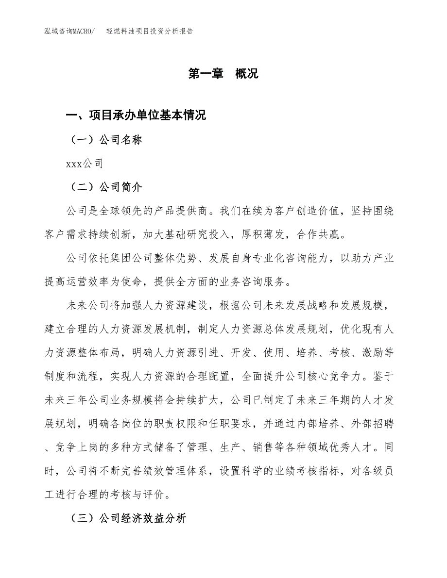 （模板）轻燃料油项目投资分析报告_第4页