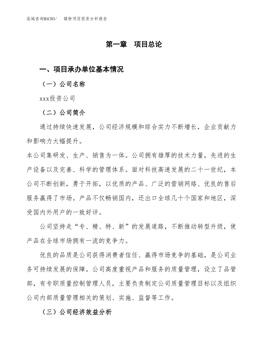 （模板）镍粉项目投资分析报告_第4页