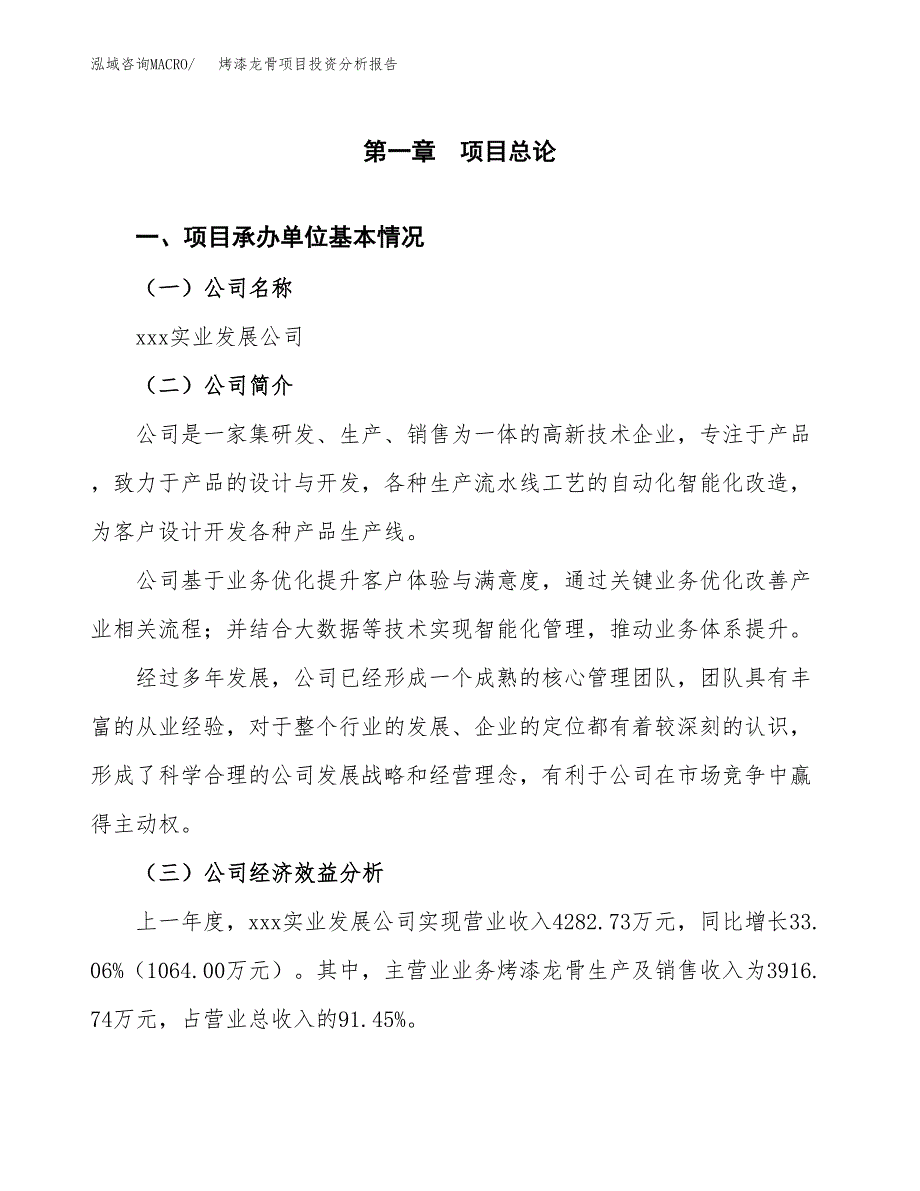 （模板）烤漆龙骨项目投资分析报告_第4页