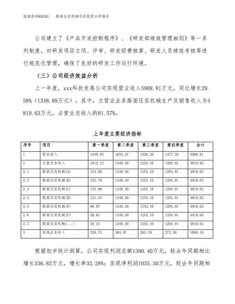 （模板）路面压实机械项目投资分析报告_第5页