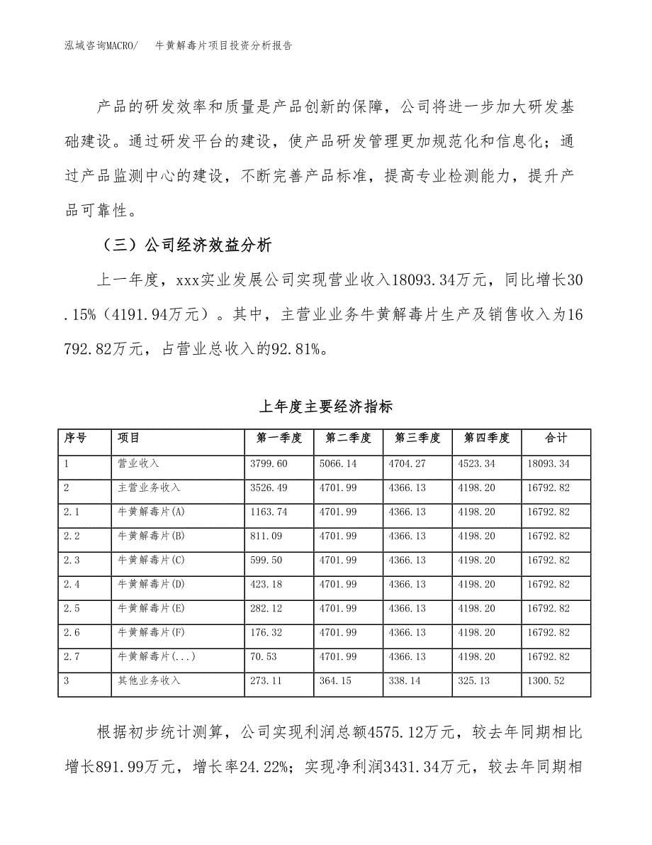 （模板）牛黄解毒片项目投资分析报告_第5页