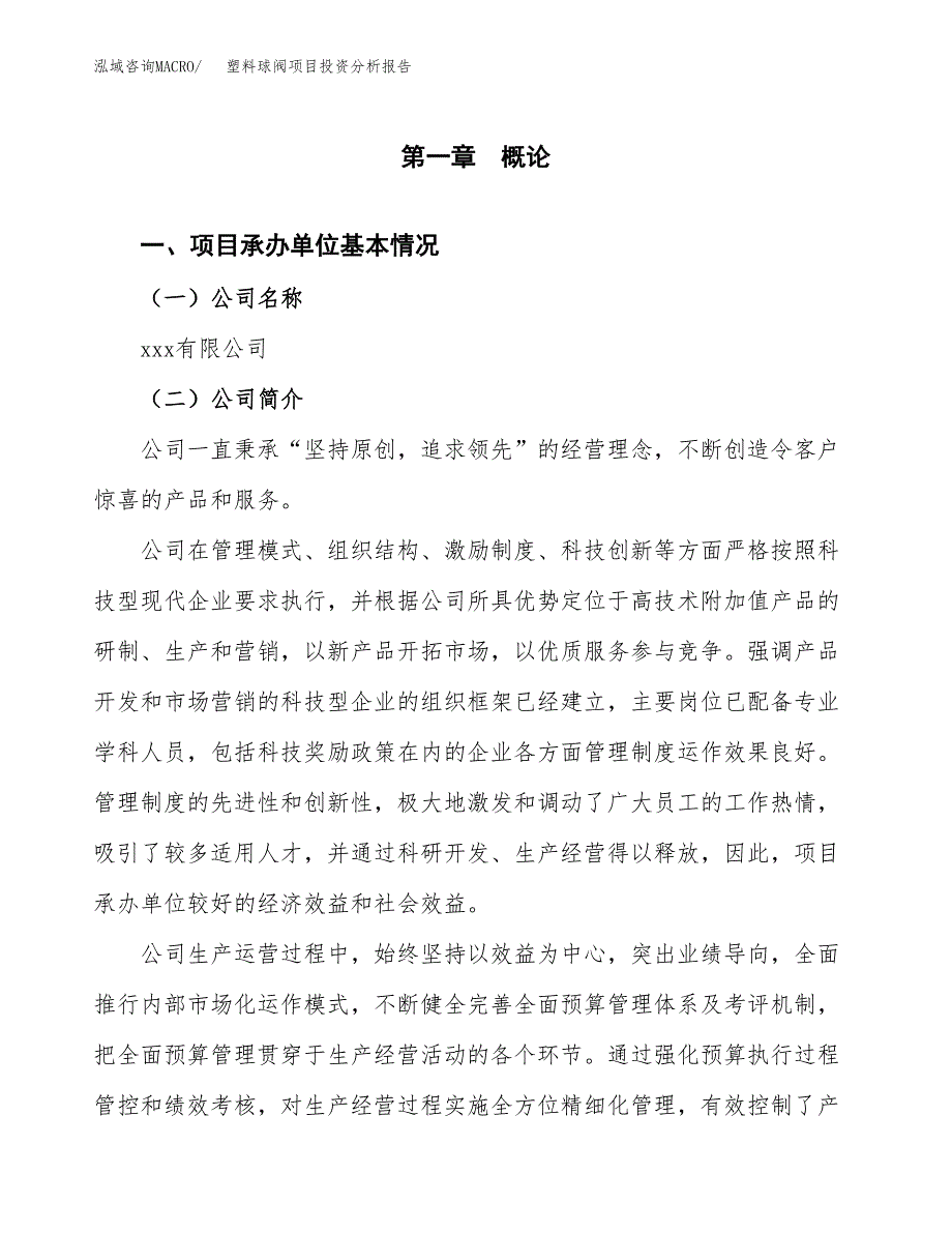 （模板）塑料球阀项目投资分析报告_第4页