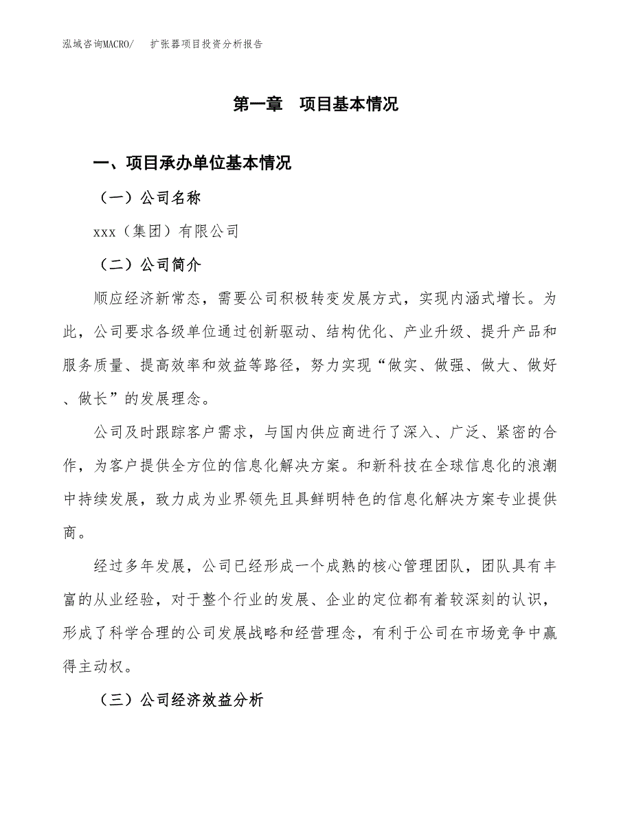 （模板）扩张器项目投资分析报告_第4页