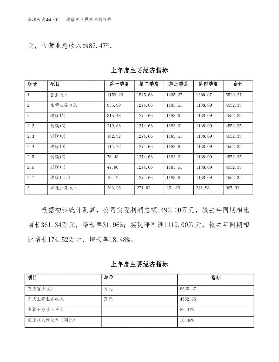 （模板）滤膜项目投资分析报告_第5页