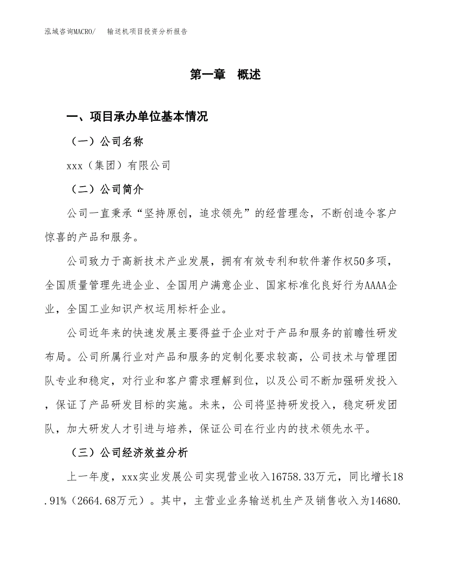 （模板）输送机项目投资分析报告 (1)_第4页