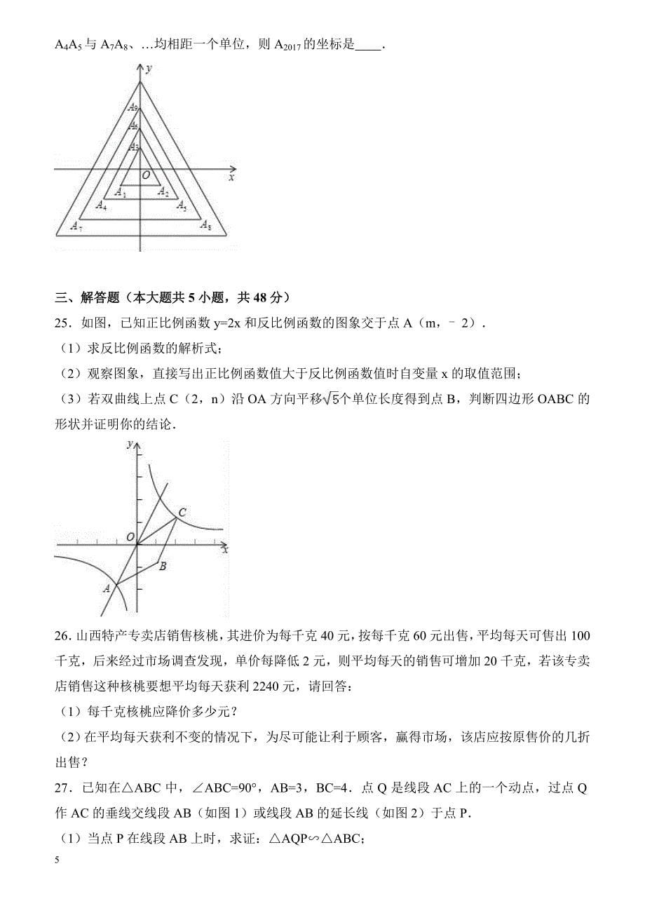 2017年山东省泰安市东平县中考数学一模试卷附答案解析_第5页