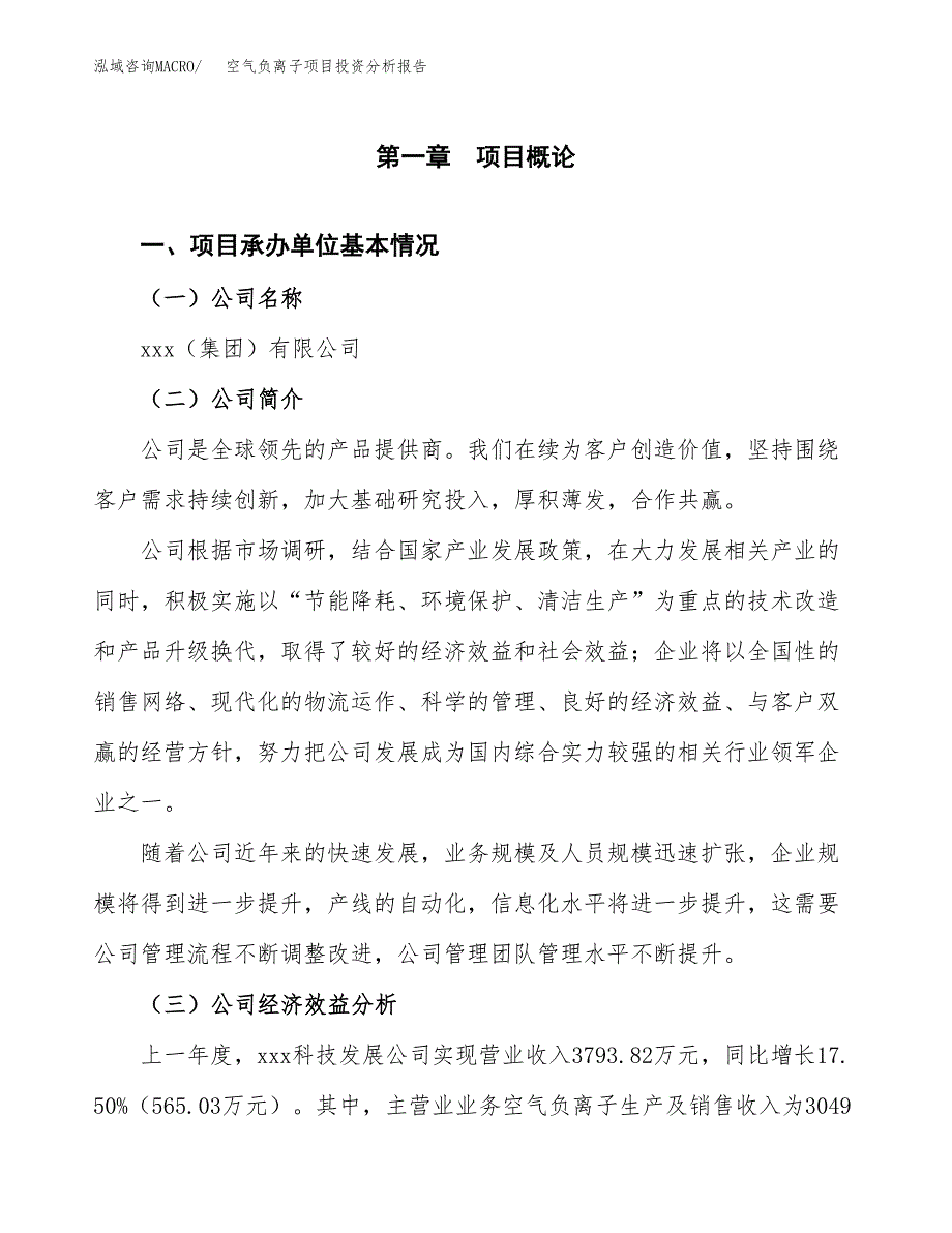 （模板）空气负离子项目投资分析报告_第4页