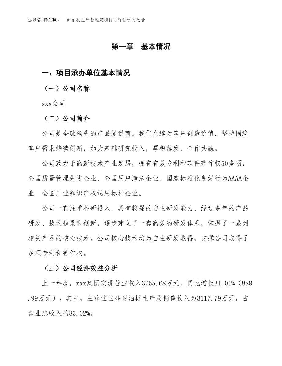 （模板）耐油板生产基地建项目可行性研究报告 (1)_第5页