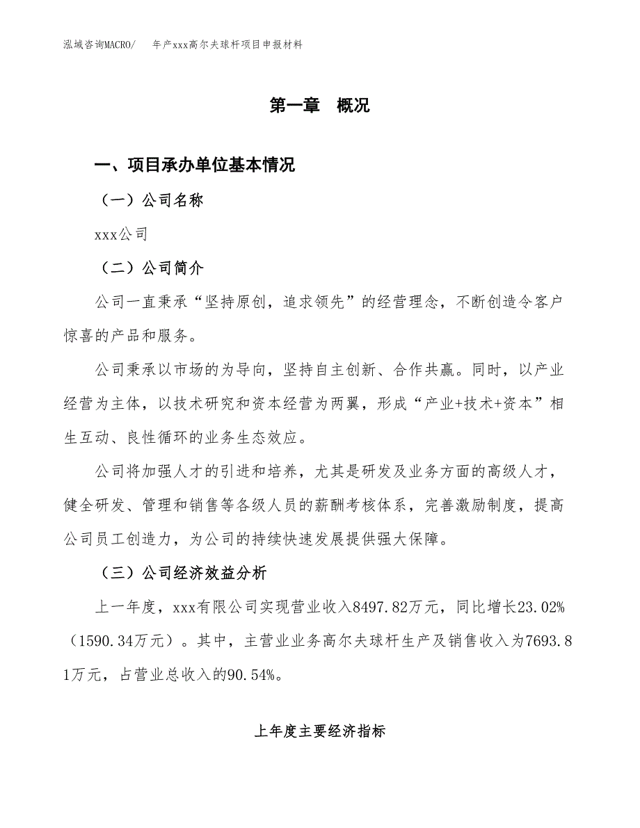 年产xxx高尔夫球杆项目申报材料_第4页