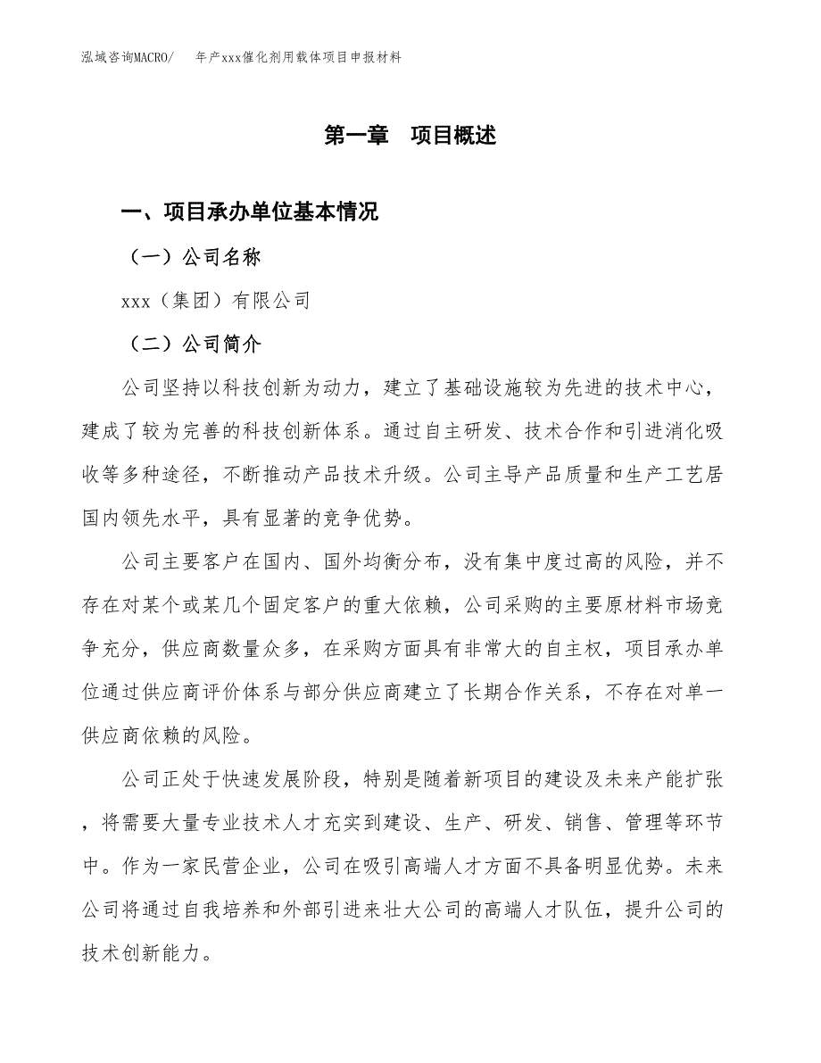 年产xxx催化剂用载体项目申报材料_第4页