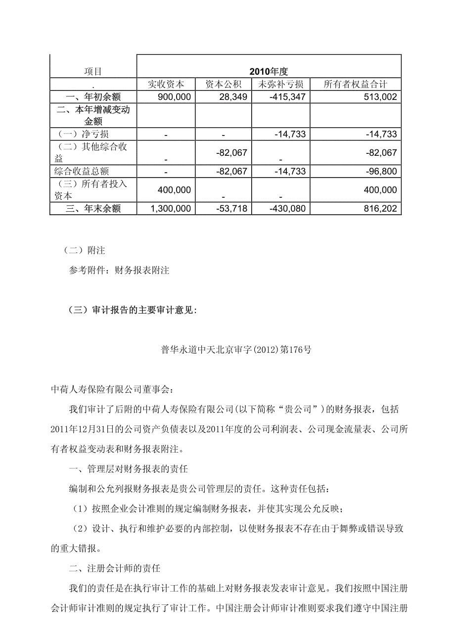 中荷人寿保险有限公司2011年年度信息披露报告_第5页