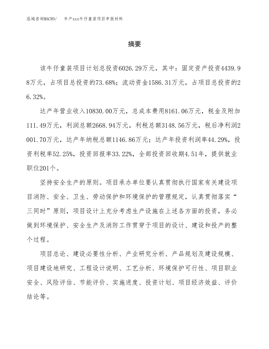 年产xxx牛仔童装项目申报材料_第2页