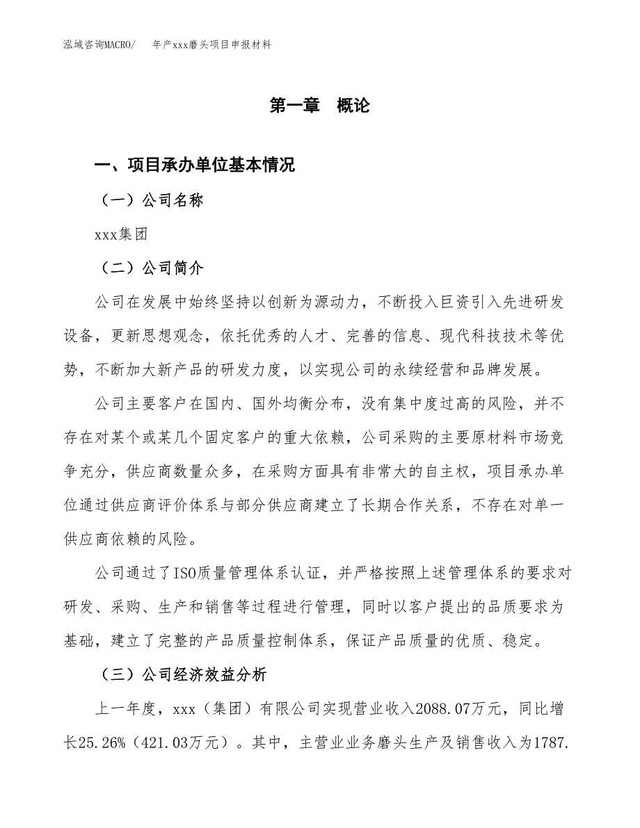 年产xxx磨头项目申报材料_第4页