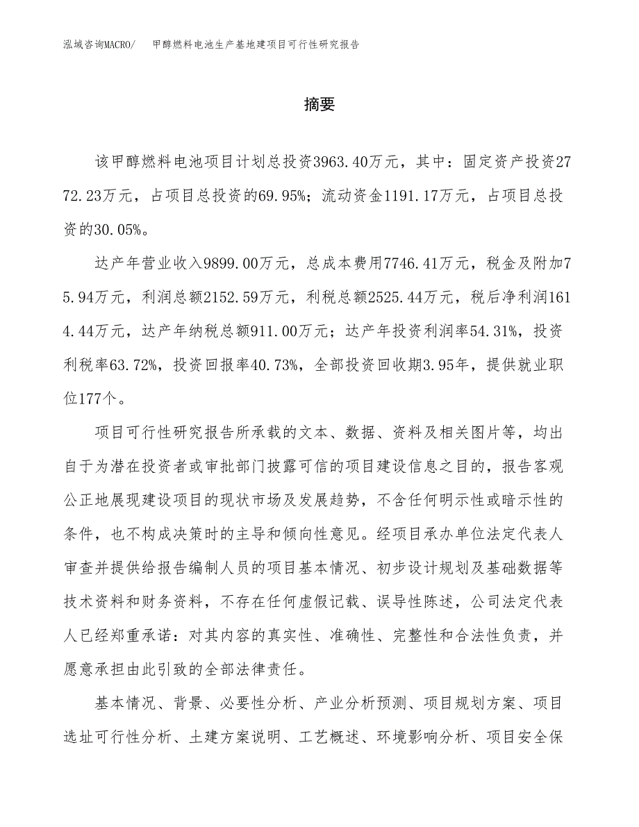 （模板）甲醇燃料电池生产基地建项目可行性研究报告_第2页