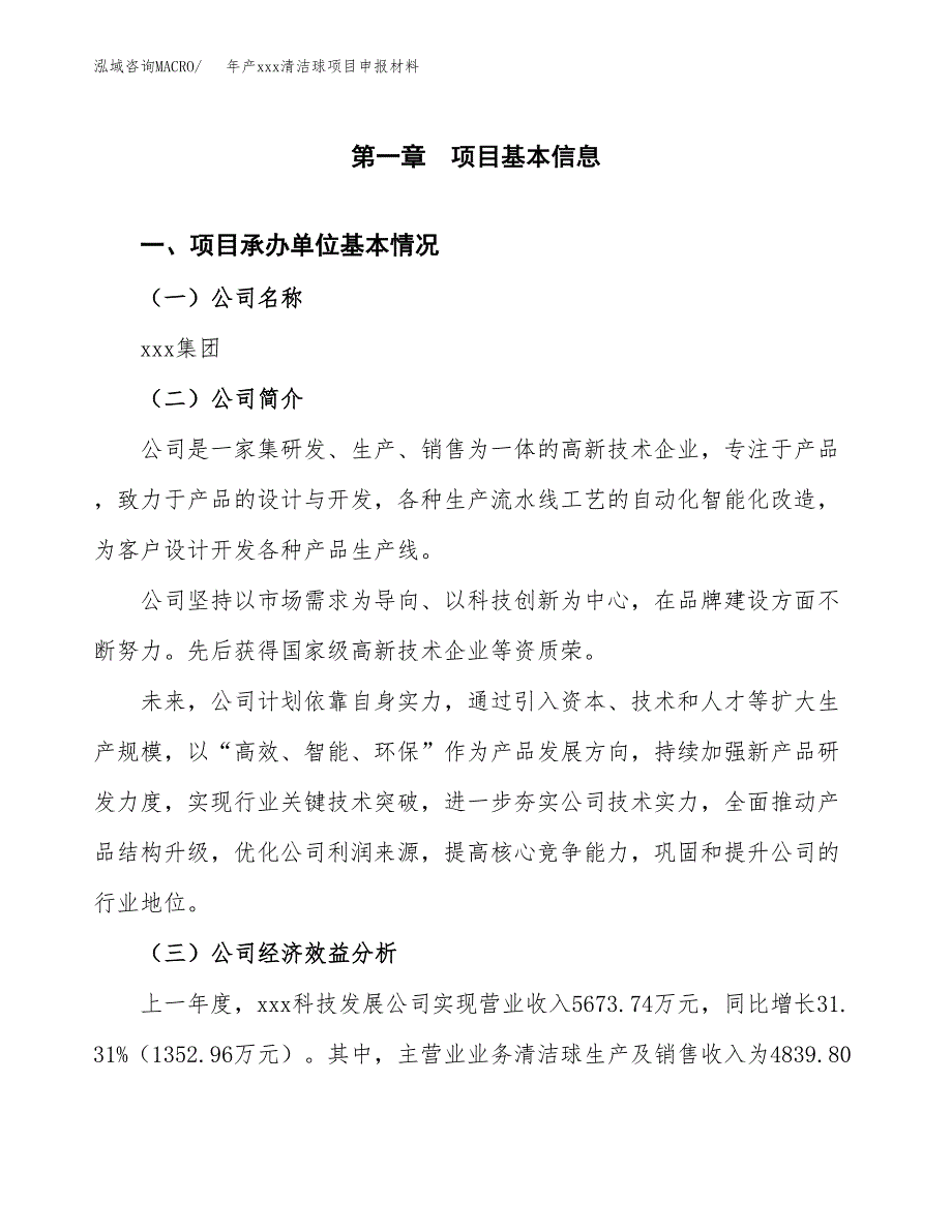 年产xxx清洁球项目申报材料_第4页