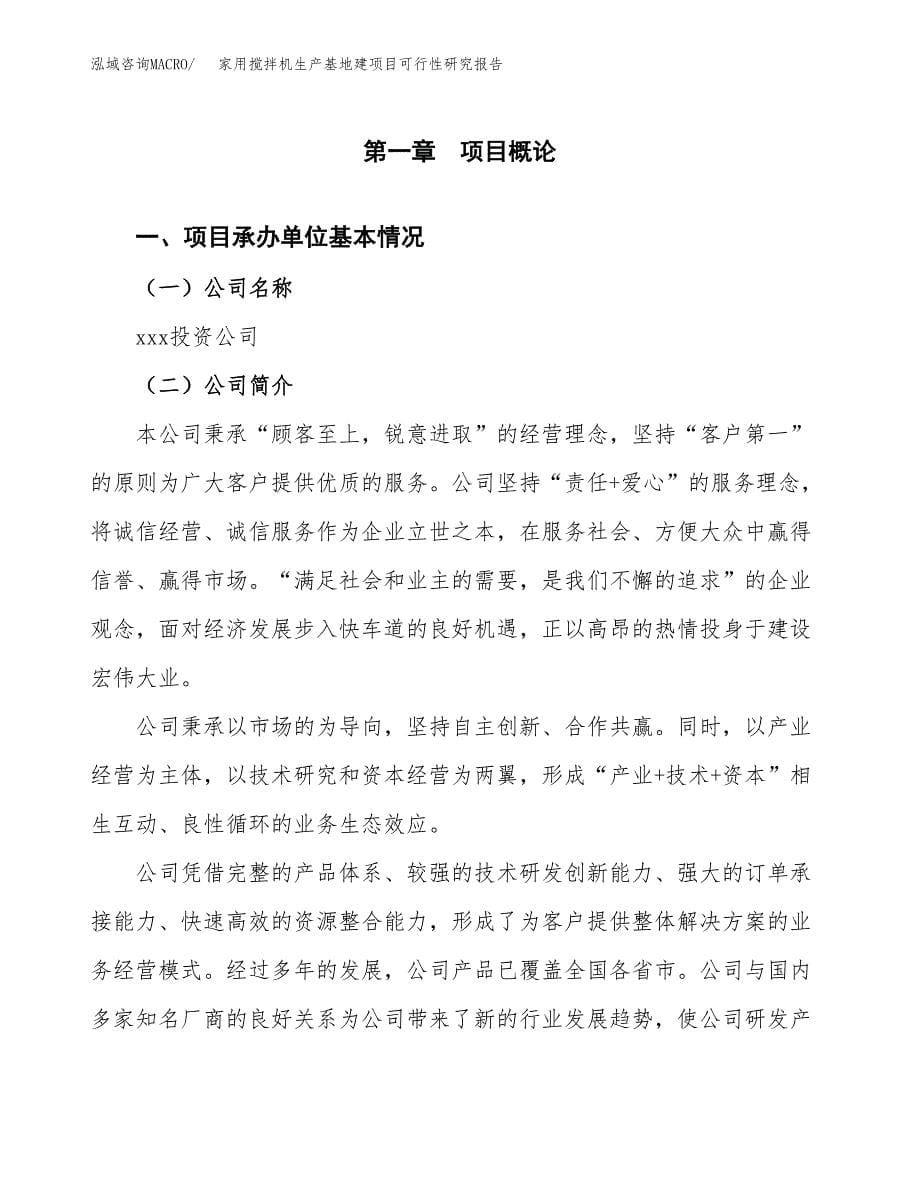 （模板）家用搅拌机生产基地建项目可行性研究报告_第5页