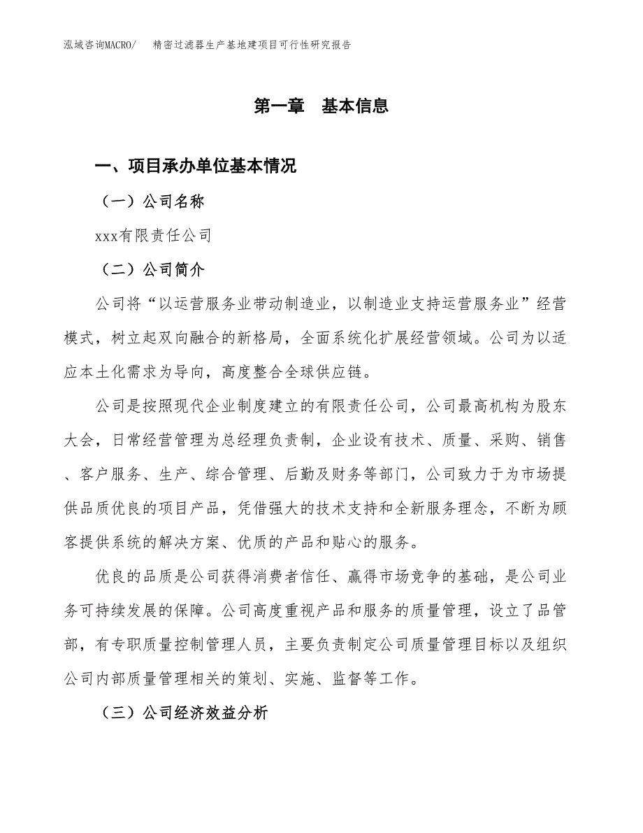 （模板）精密过滤器生产基地建项目可行性研究报告 (1)_第4页