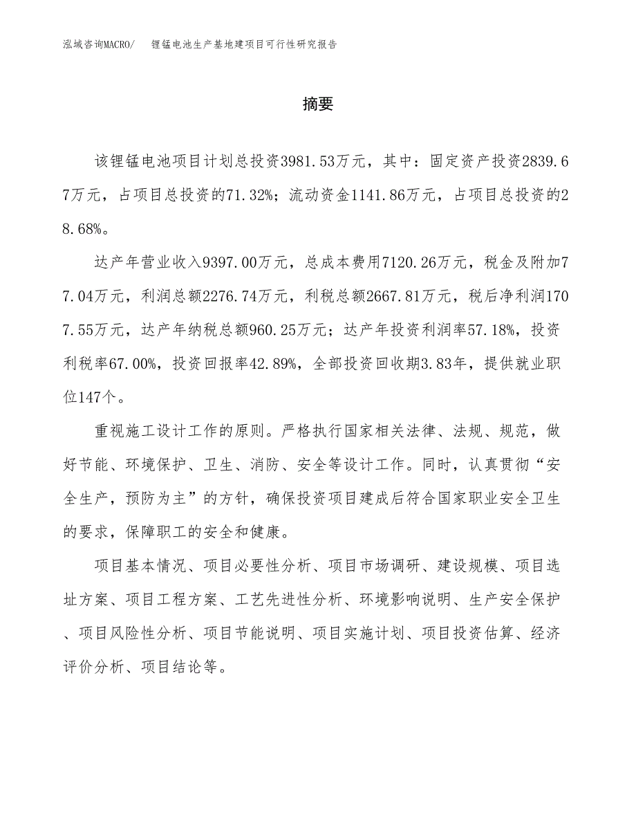 （模板）锂锰电池生产基地建项目可行性研究报告_第2页