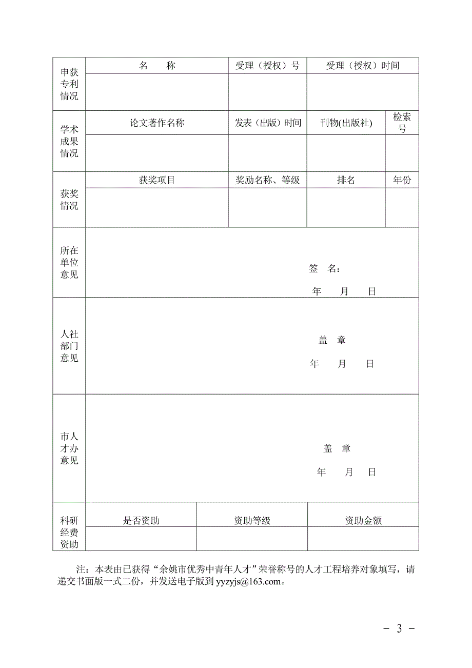 余姚市优秀中青年人才项目、课题情况表_第3页