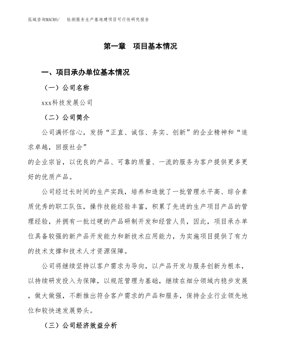 （模板）检测服务生产基地建项目可行性研究报告_第4页