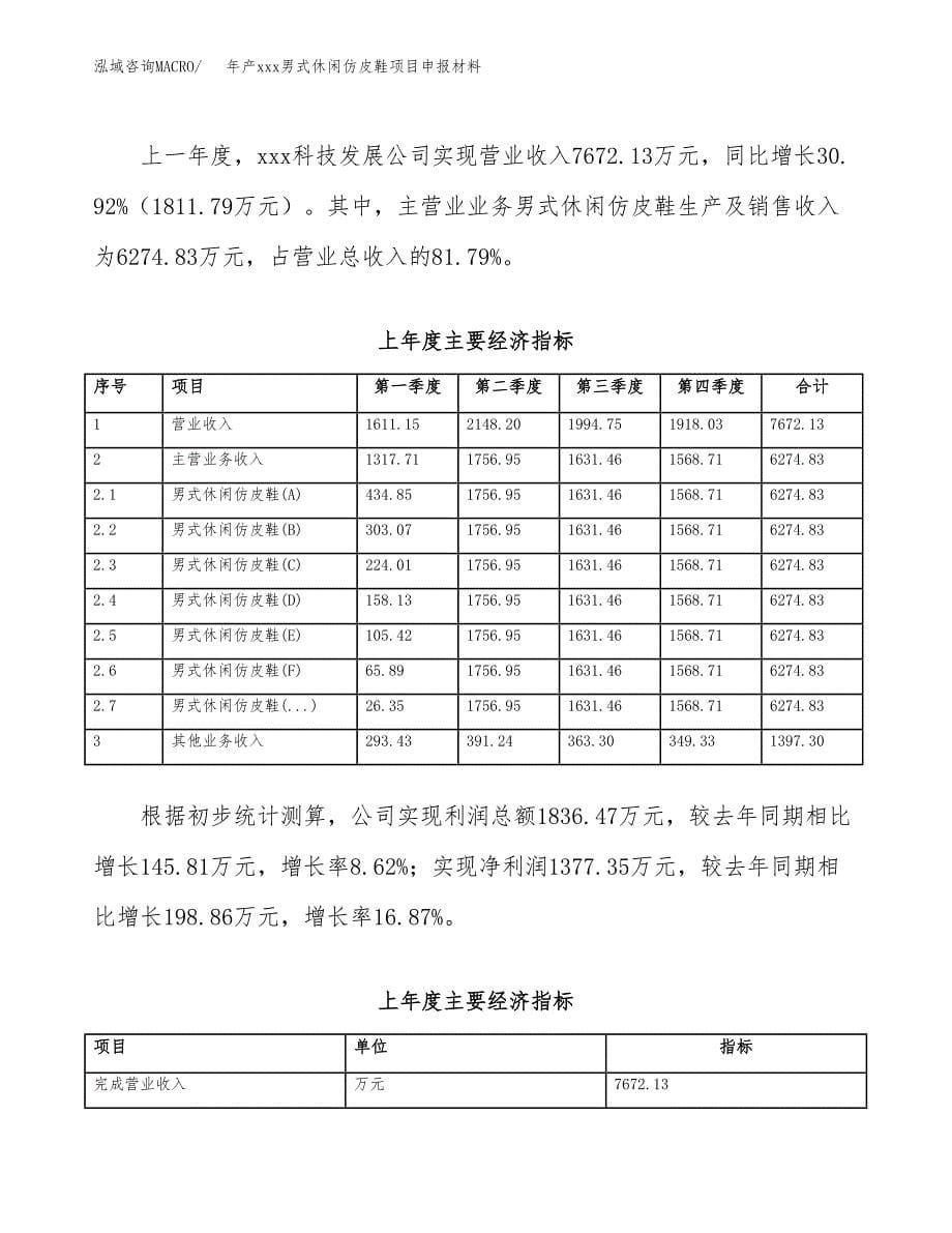 年产xxx男式休闲仿皮鞋项目申报材料_第5页