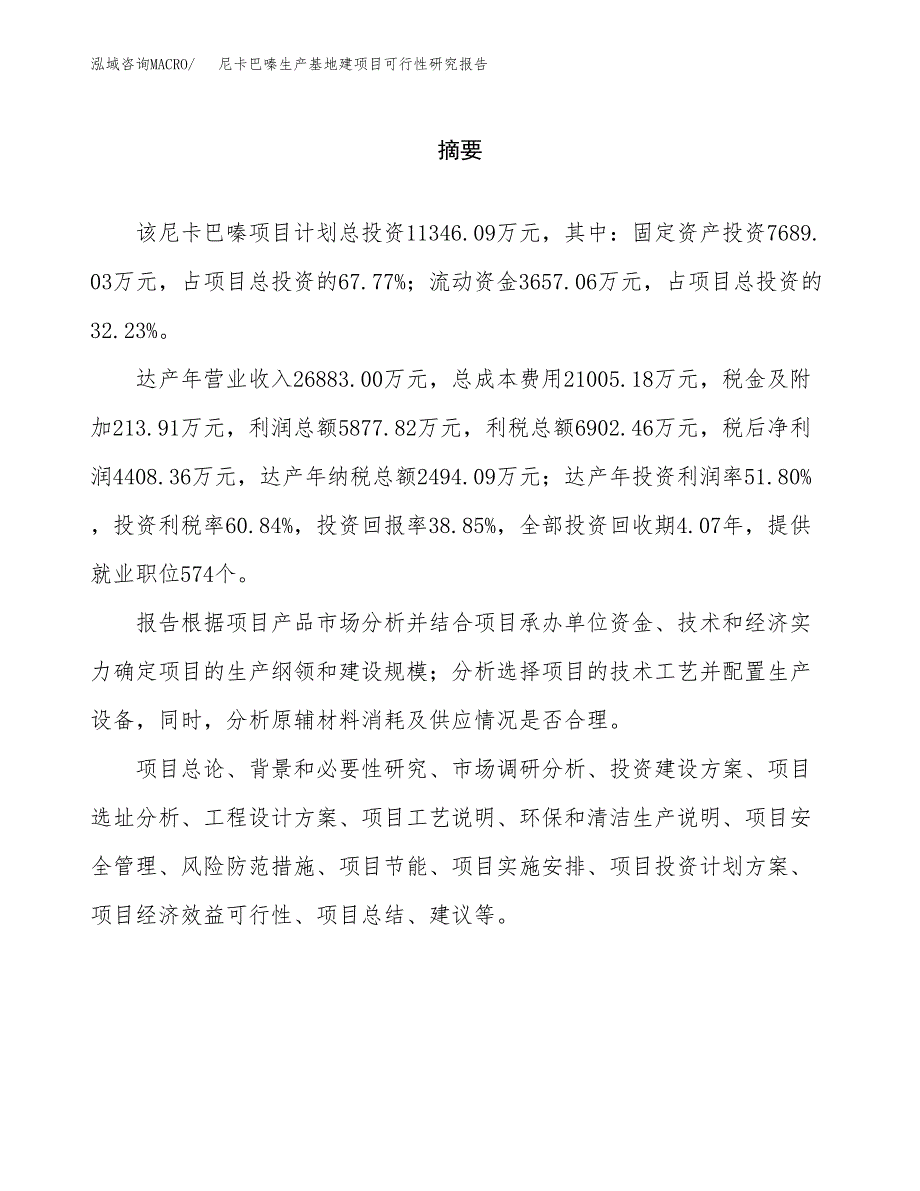 （模板）尼卡巴嗪生产基地建项目可行性研究报告_第2页