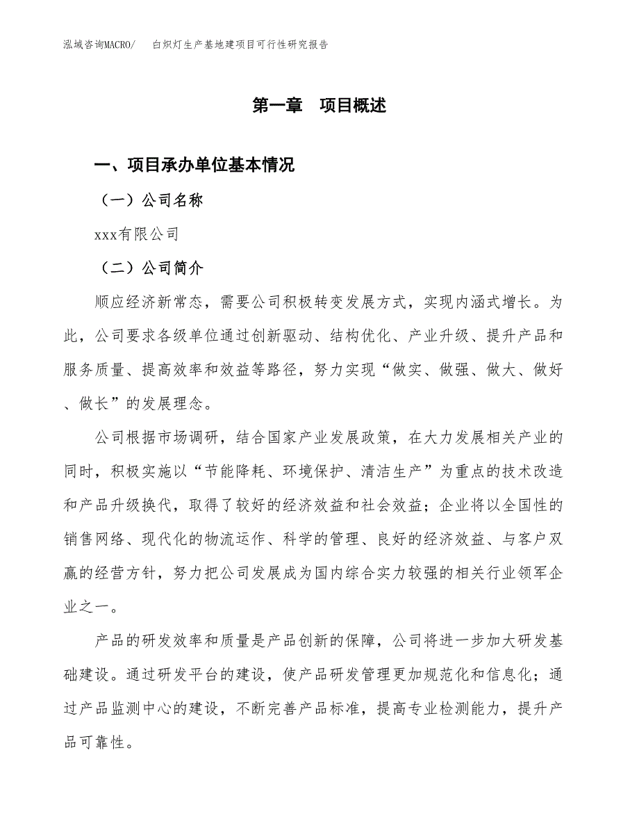 （模板）白炽灯生产基地建项目可行性研究报告 (1)_第4页