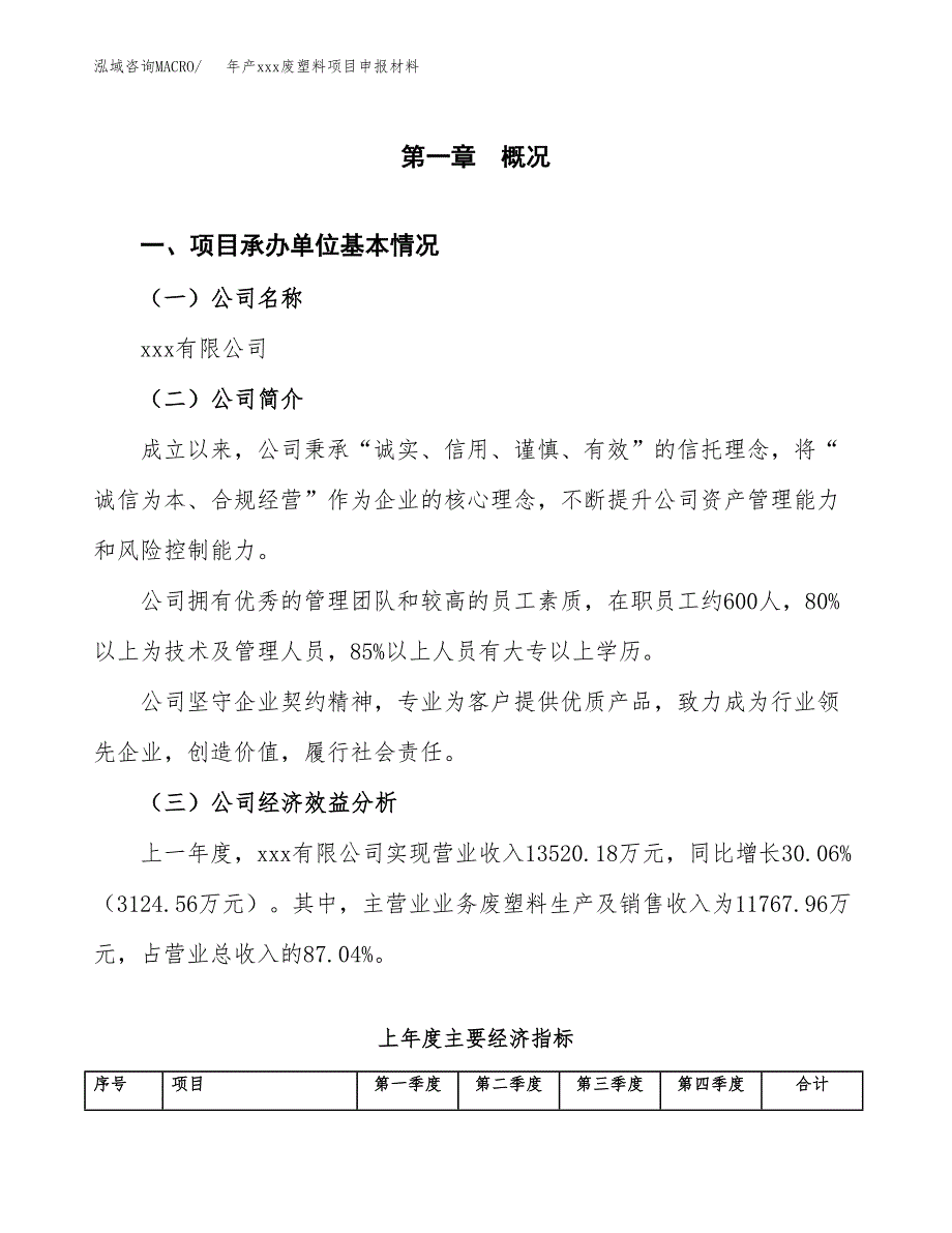 年产xxx废塑料项目申报材料_第4页