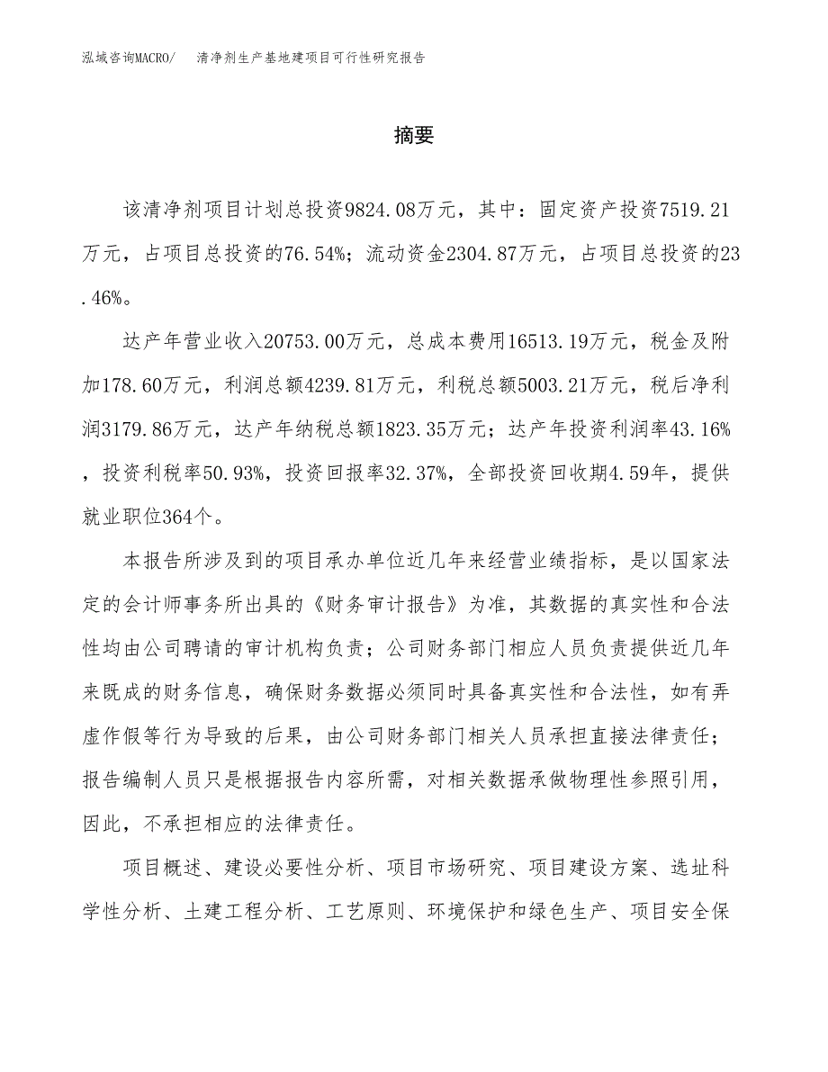 （模板）清净剂生产基地建项目可行性研究报告_第2页