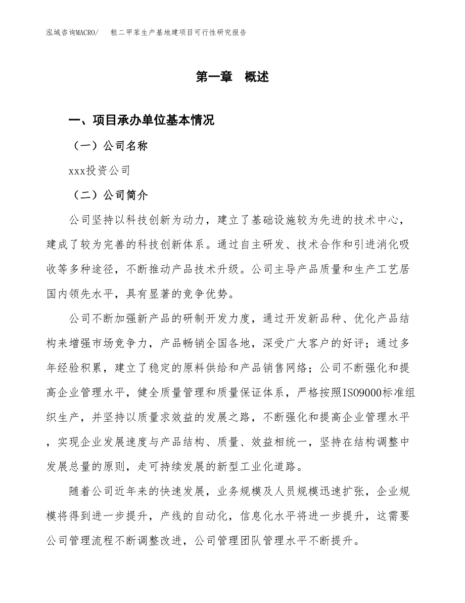 （模板）粗二甲苯生产基地建项目可行性研究报告_第4页