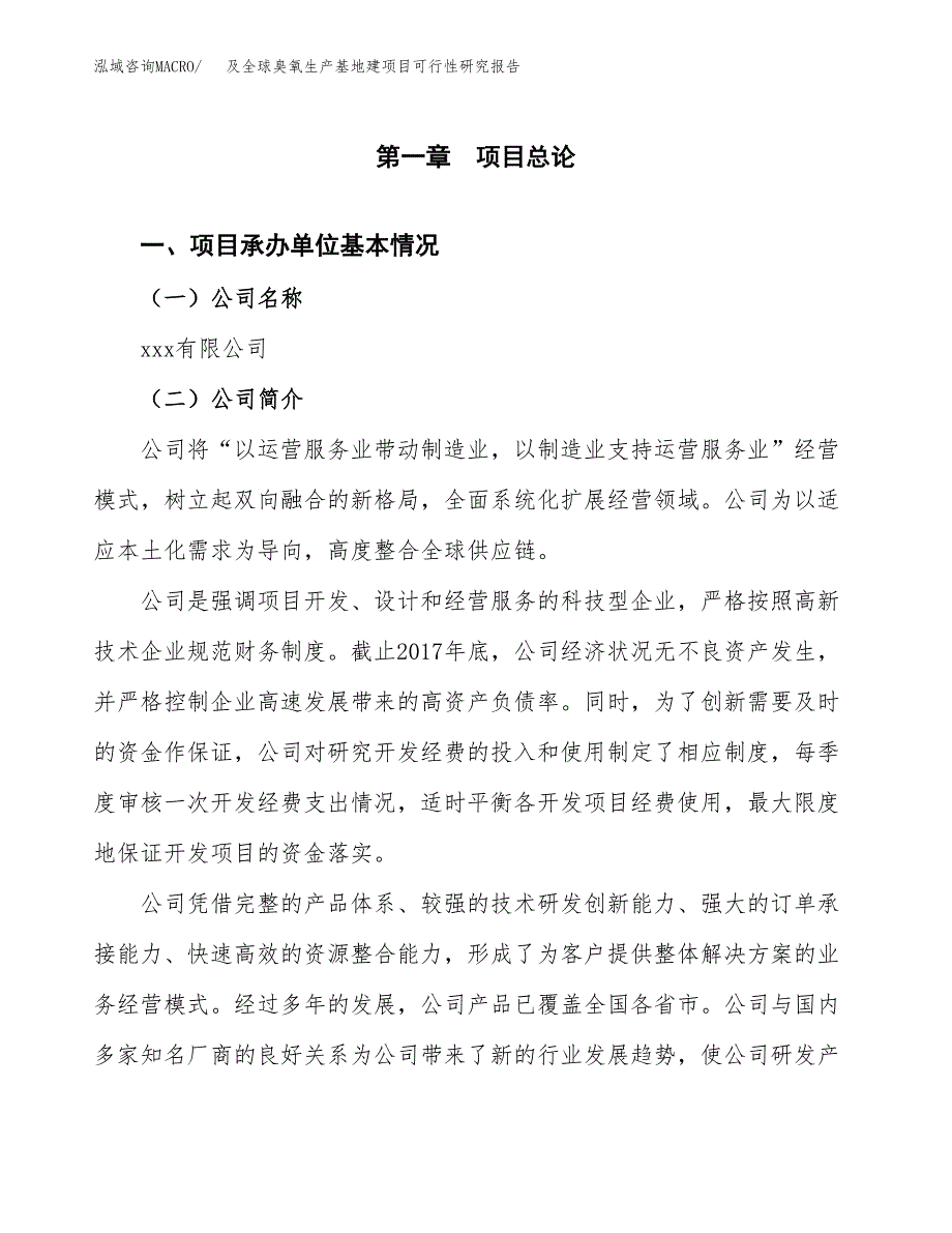 （模板）及全球臭氧生产基地建项目可行性研究报告_第4页