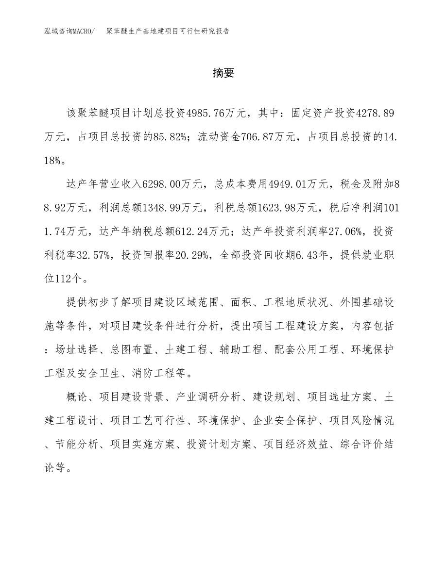 （模板）聚苯醚生产基地建项目可行性研究报告_第2页