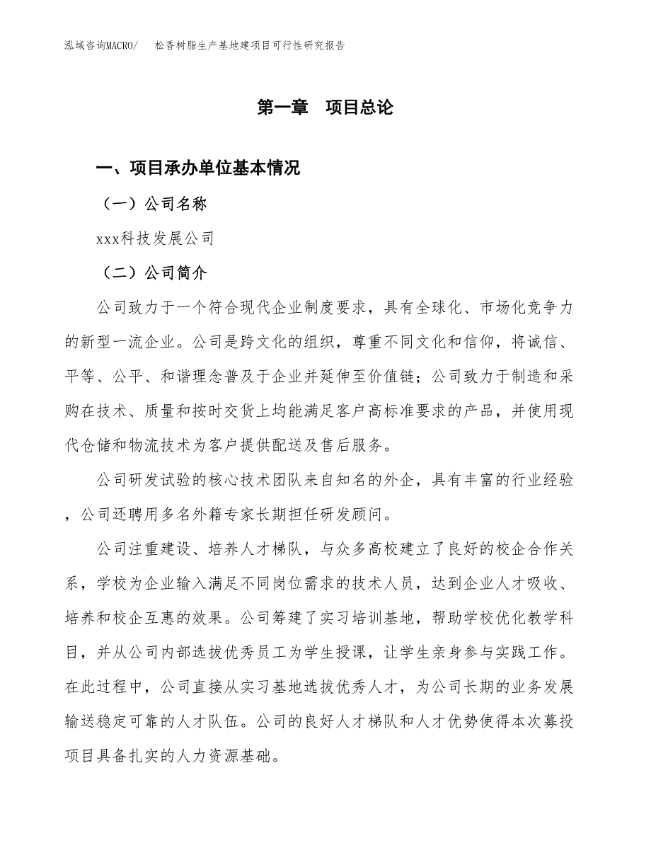 （模板）松香树脂生产基地建项目可行性研究报告 (1)_第4页