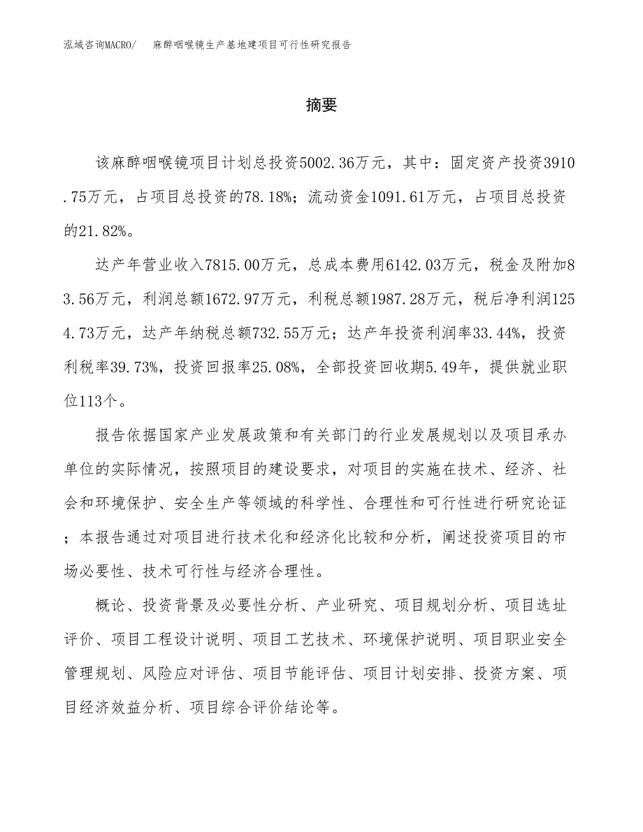 （模板）麻醉咽喉镜生产基地建项目可行性研究报告_第2页