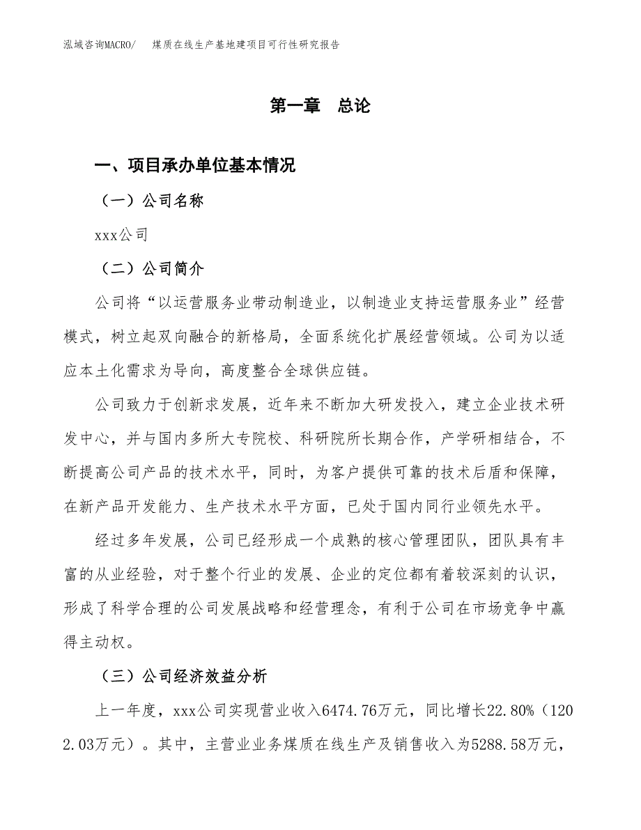 （模板）煤质在线生产基地建项目可行性研究报告_第4页