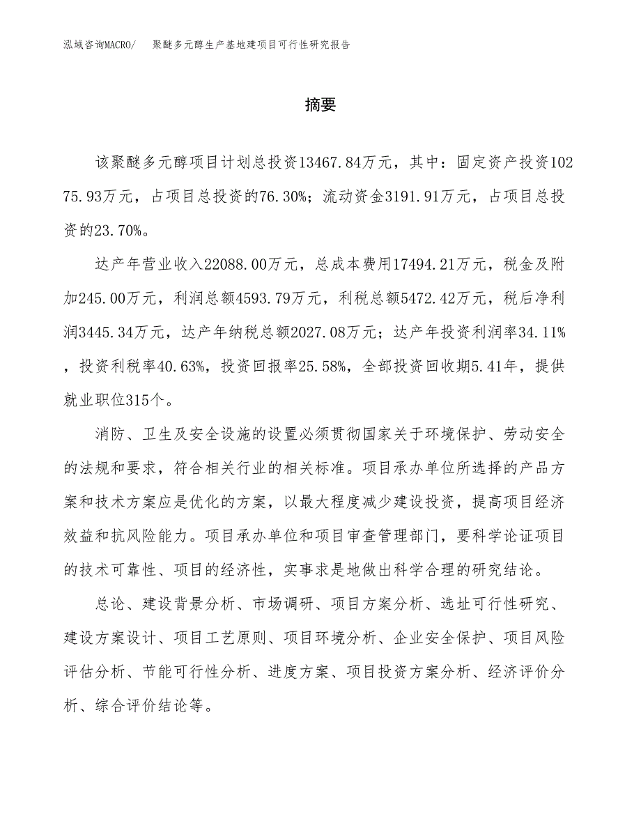 （模板）聚醚多元醇生产基地建项目可行性研究报告 (1)_第2页