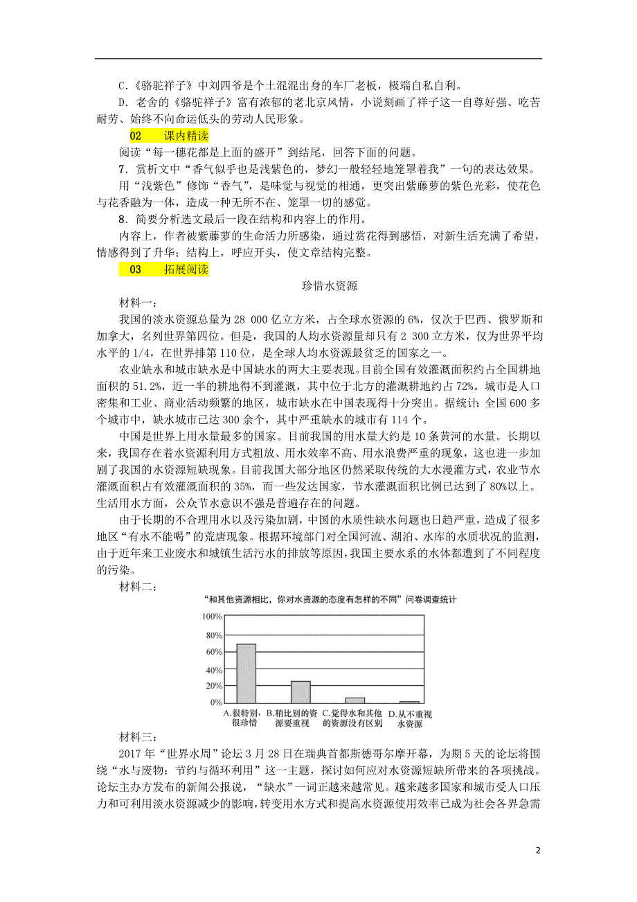 2018年七年级语文下册 第五单元 17 紫藤萝瀑布习题 新人教版.doc_第2页