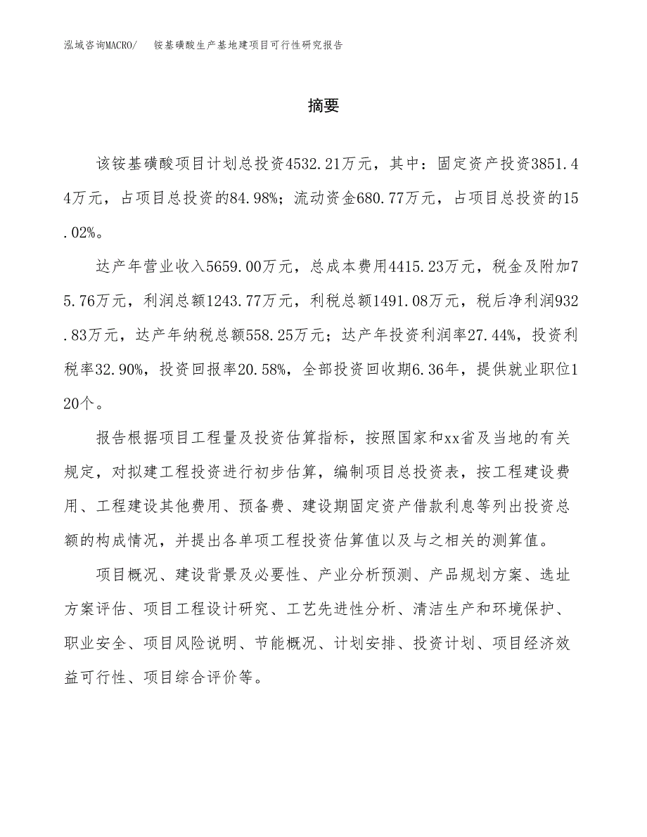 （模板）铵基磺酸生产基地建项目可行性研究报告 (1)_第2页