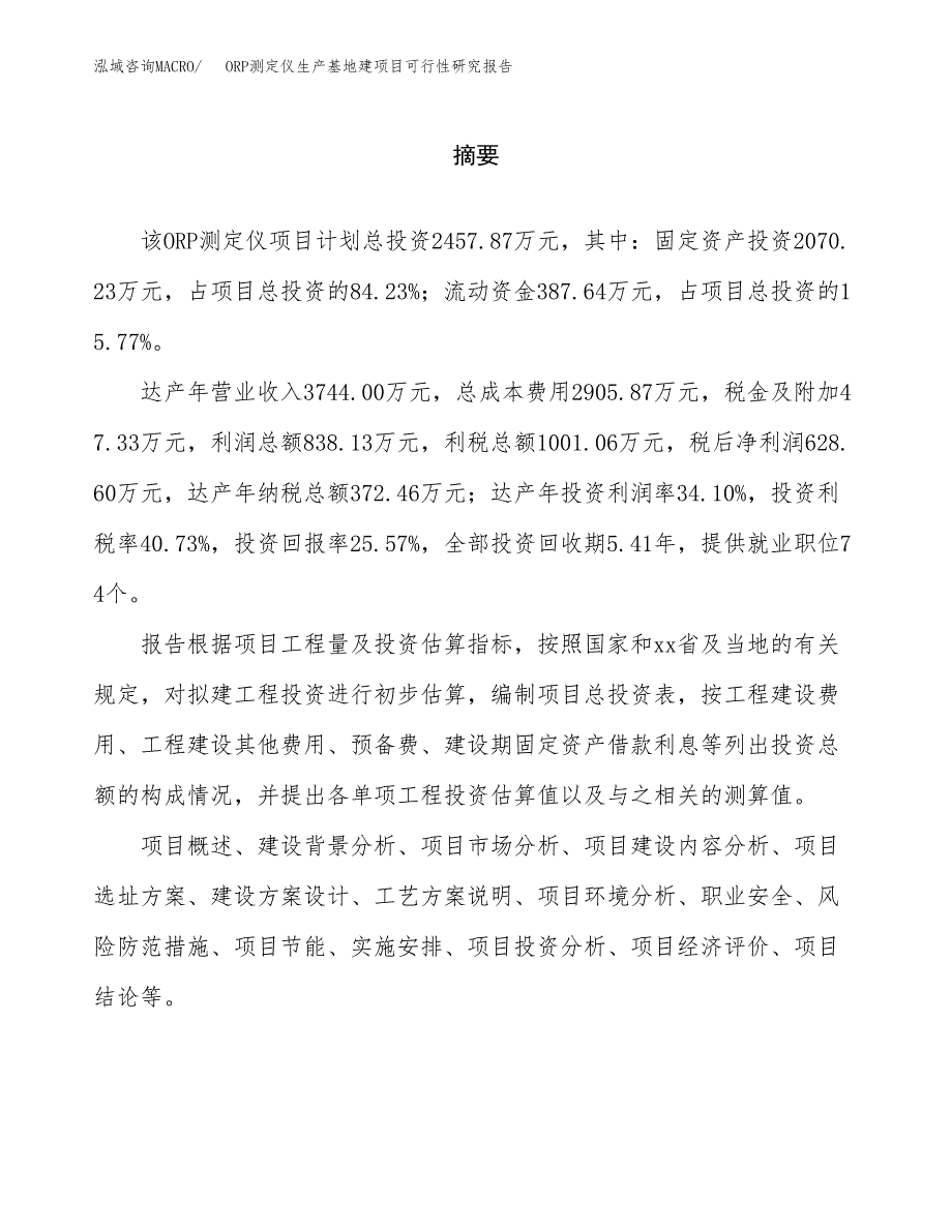 （模板）ORP测定仪生产基地建项目可行性研究报告_第2页