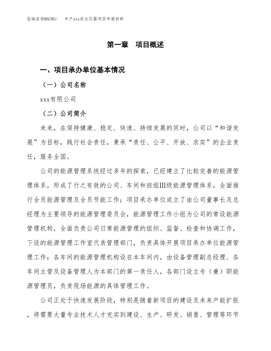 年产xxx安全仪器项目申报材料_第4页