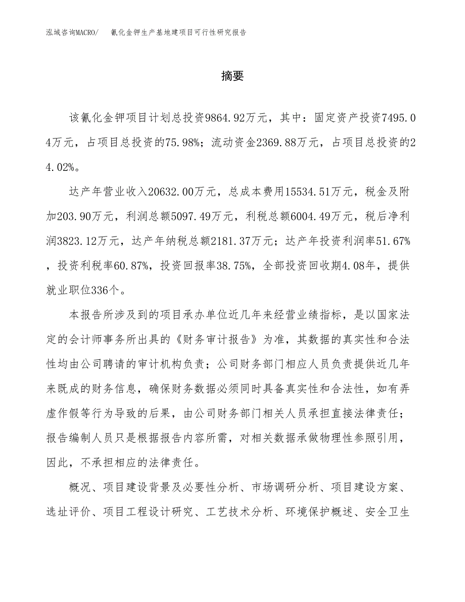 （模板）氰化金钾生产基地建项目可行性研究报告_第2页